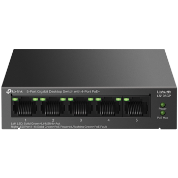 5-Port Gigabit Desktop Switch with 4-Port PoE+, LS105GP