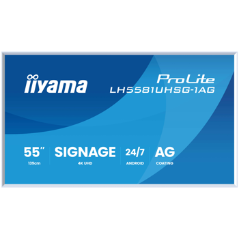55", 3840x2160, VA ELED panel, Haze 25%, 500cd/m, Landscape and Portrait, 2x10W, 2xHDMIx, 1xUSB-C (DP Alt,15W DP, Data loopthrough), USB 2.0 x2, WiFi, LAN, Media Play USB Port, Control LAN / RS2, remo