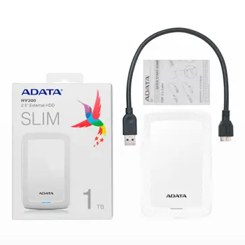ADATA Ex HDD HV300, 1TB, usb3.0, bijeli, AHV300-1TU31-CWH
