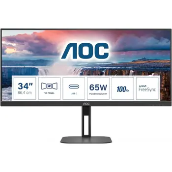 AOC U34V5C, 34", HDMI, DP, USB-C, HAS, 100Hz, U34V5C