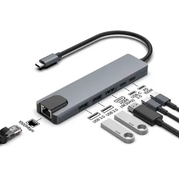 Asonic USB C 6u1, HDMI, LAN, USB3/C, alu. kućište, N-62U2CH