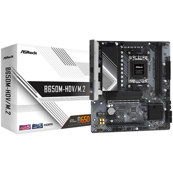 ASROCK MB Desktop B650M-HDV/M2, AM5, 2x DDR5, 2x PCIe 4.0 x16, 1x PCIe 4.0 x1, 1x Blazing M.2(PCIe Gen5x4), 1x Hyper M.2(PCIe Gen4x4), 1x M.2, 4x SATA3 6.0 Gb/s, 1x HDMI, 1x DisplayPort, 2.5G LAN, 7x 