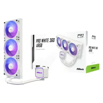 ASRock Pro White 360 ARGB AIO Liquid Cooler, ASR-90-APRA36-WAAGA6