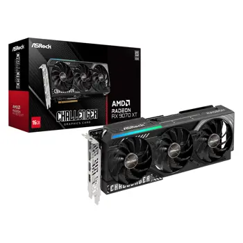 Asrock Radeon RX 9070 XT Challenger 16GB GDDR6, PCIe 5.0x16, 1×HDMI/3×DP, 77366