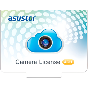 ASUSTOR NVR Camera License Package - 4CH / FG. Four Camera License for Surveillance Center. This product is a digital version of the camera license(s) and does not include a physical copy., AS-SCL04