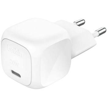 BELKIN 20W USB-C PD CUBE WALL CHARGER WITH PPS, WH, WCA009KQWH