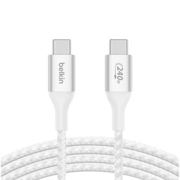 BELKIN 240w USB-C to USB-C Cable, 2M, White, CAB015BT2MWH