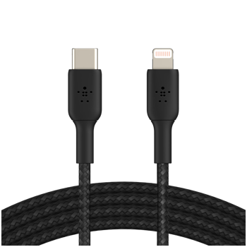 BELKIN Lightning to USB-C Cable Braided, 2M, Black, CAA004BT2MBK