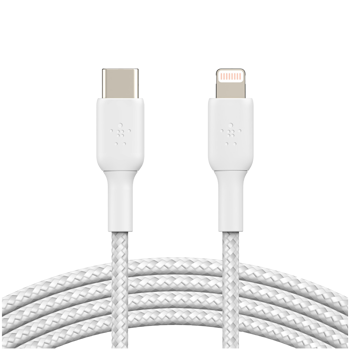 BELKIN Lightning to USB-C Cable Braided, 2M, White, CAA004BT2MWH