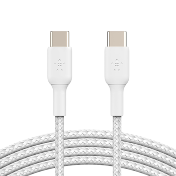 BELKIN USB-C to USB-C Cable Braided, 1M, White, CAB004BT1MWH