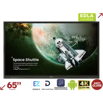 BenQ 65" RE6504A Touchscreen 4K UHD (3840×2160) IPS, 16:9, 8GB/64GB, 450cd/m2, 1200:1, 4xHDMI, 5xUSB-A, 2xUSB-C, 2xUSB-B, zvučnici, Android 14, crni, 78645