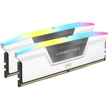 CORSAIR DDR5, 5200MT/s 32GB 2x16GB DIMM, 40-40-40-77, XMP 3.0, VENGEANCE RGB DDR5 White Heatspreader, RGB LED, 1.25V, CMH32GX5M2B5200C40W