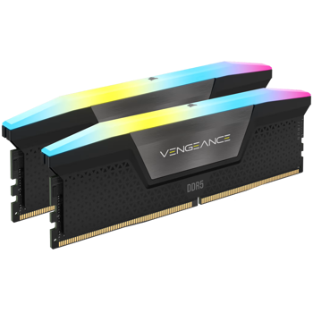 CORSAIR DDR5, 5600MT/s 32GB 2x16GB DIMM, 40-40-40-77, XMP 3.0, VENGEANCE RGB DDR5 Black Heatspreader, RGB LED, 1.25V, CMH32GX5M2B5600C40K