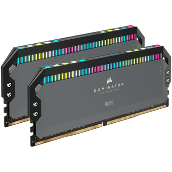 CORSAIR DDR5, 6000MT/s 32GB 2x16GB DIMM, 30-36-36-76, Std PMIC, AMD EXPO, DOMINATOR PLATINUM RGB DDR5 Cool Grey Heatspreader, RGB LED, 1.4V, CMT32GX5M2B6000Z30K