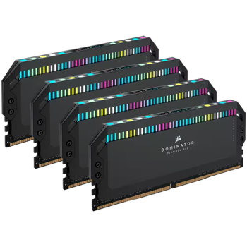 CORSAIR DDR5, 6400MT/s 64GB 4x16GB DIMM, 32-40-40-84, Std PMIC, XMP 3.0, DOMINATOR PLATINUM RGB DDR5 Black Heatspreader, 1.4V, CMT64GX5M4B6400C32
