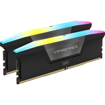 CORSAIR DDR5, 7200MT/s 32GB 2x16GB DIMM, 34-44-44-96, OC PMIC, XMP 3.0, VENGEANCE RGB DDR5 Black Heatspreader, RGB LED, 1.45V, for Intel 700, CMH32GX5M2X7200C34