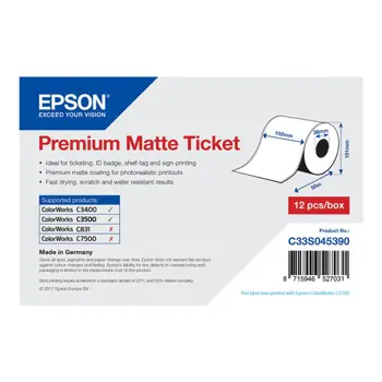EPSON Premium Matte Ticket - Roll, C33S045390