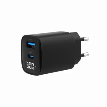 Gembird 2-port 30W USB fast charger, LCD, black GEM-TA-UC-PDQC30LCD
