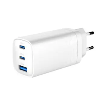 Gembird 3-port 67 W GaN USB PowerDelivery fast charger, white, GEM-TA-UC-PDQC65-01W