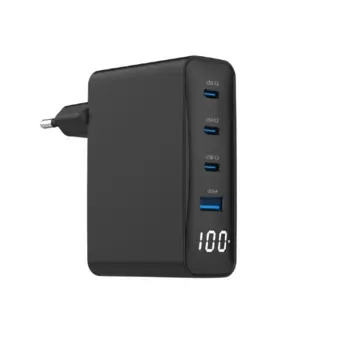 Gembird 4-port 100W GaN USB fast charger, LCD, black, GEM-TA-UC-PDQC100LCD