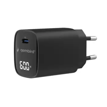 Gembird 60W USB Type-C fast charger, LCD, black, GEM-TA-UC-1C-PD60LCD