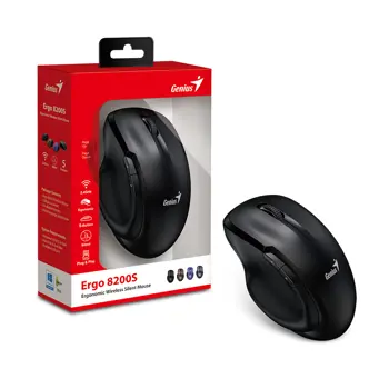Genius Ergo 8200S, ergonomski bežični miš, crni, 31030029400