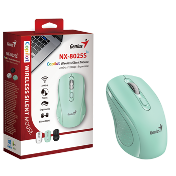 Genius NX-8025S, bežični miš, silent, BT, aqua, 31030048402