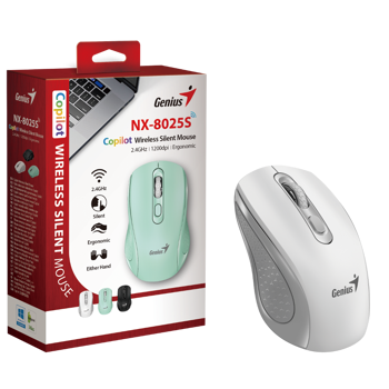 Genius NX-8025S, bežični miš, silent, BT, bijeli, 31030048401