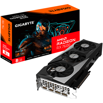GIGABYTE Video Card AMD Radeon RX 7600 GAMING OC 8G (8GB GDDR6/128bit, PCI-E 4.0, Recommended PSU 550W, 2xDP, 2xHDMI) ATX, GV-R76GAMING OC-8GD