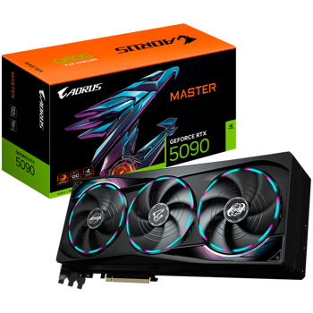 GIGABYTE Video Card NVIDIA AORUS GeForce RTX 5090 MASTER 32G (32GB GDDR7/512bit, PCI-E 5.0, Recommended PSU 1000W, 16Pin Power connector, 3x DP, 1x HDMI) Black, GV-N5090AORUS M-32GD
