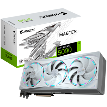 GIGABYTE Video Card NVIDIA AORUS GeForce RTX 5090 MASTER ICE 32G (32GB GDDR7/512bit, PCI-E 5.0, Recommended PSU 1000W, 16Pin Power connector, 3x DP, 1x HDMI) White, GV-N5090AORUSM ICE-32GD