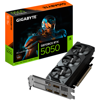 GIGABYTE Video Card NVIDIA GeForce RTX 5050 OC Low Profile 8G (8GB GDDR6/128bit, PCI-E 5.0, 1x 8Pin Power connector, Recommended PSU 550W, 2xDP, 2xHDMI) ATX Retail, GV-N5050OC-8GL
