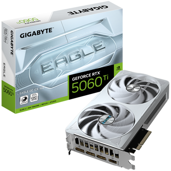 GIGABYTE Video Card NVIDIA GeForce RTX 5060 Ti EAGLE OC ICE 16G (16GB GDDR7/128bit, PCI-E 5.0, 1x 8Pin Power connector, Recommended PSU 650W, 3xDP, 1x HDMI), GV-N506TEAGLEOC ICE-16GD