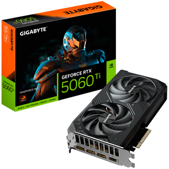 GIGABYTE Video Card NVIDIA GeForce RTX 5060 Ti WINDFORCE 16G (16GB GDDR7/128bit, PCI-E 5.0, 1x 8Pin Power connector, Recommended PSU 650W, 3xDP, 1x HDMI), GV-N506TWF2-16GD