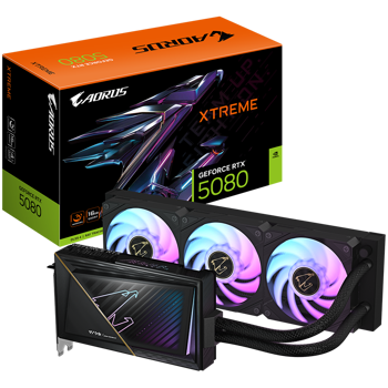 GIGABYTE Video Card NVIDIA GeForce RTX 5080 AORUS XTREME WATERFORCE 16G (16GB GDDR7/256bit, PCI-E 5.0, Recommended PSU 850W, 16Pin Power connector, 3x DP, 1x HDMI), Black/Grey, GV-N5080AORUSX W-16GD