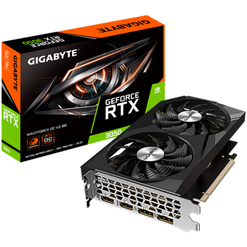 GIGABYTE Video Card NVIDIA RTX 3050 WINDFORCE OC V2 8G GDDR6/128bit, PCI-E 4.0, 1xDP 1.4, 1xHDMI 2.1, 1xDVI-D, Retail, GV-N3050WF2OCV2-8GD
