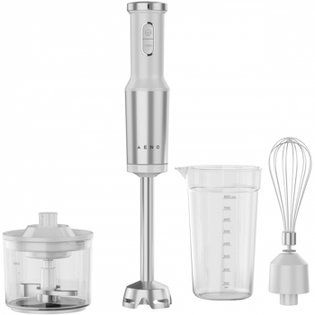 Hand Blender, 1200W in CB, White, Tiger Teeth Cutter, Whisk, Food Processor, Cup, AHB0004W