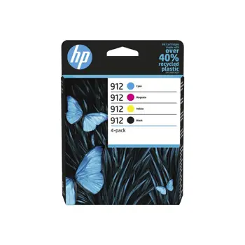 HP 912 CMYK Original Ink Cartridge 4-Pac, 6ZC74AE#30B