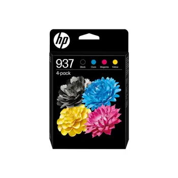 HP 937 CMYK Original Ink Cart 4-Pack, 6C400NE#LS3