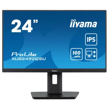 IIYAMA 24" XUB2492QSU-B1 (23.8") QHD (2560×1440) IPS, Pivot, 100Hz, 0.5ms, 300cd/m2, HDMI/DP, 3×USB3.2/USB-C, zvučnici, 74523