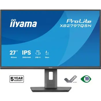 IIYAMA 27" XB2797QSN-B1 QHD (2560x1440) IPS Pivot, 75Hz, 350 cd/m2, 1000:1, HDMI, DP, USB-Ax2, USB-Cx2, USB-C dock(PD 65W, LAN, DP out), RJ45, zvučnici, 78055