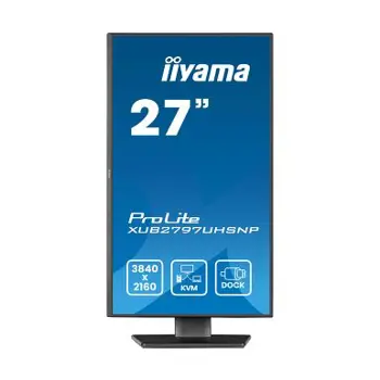 IIYAMA 27" XUB2797UHSNP-B1 4K UHD(3840x2160) IPS 16:9, Pivot, USB-C Dock (LAN/96W PD/DP-OUT), 4ms, 350cd/m2, RJ45, KVM, HDMI, DP, Speakers, USB HUB (3x3.2+1xC), 75823