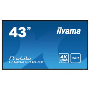 IIYAMA 43" LH4341UHS-B2, 3840x2160, 4K UHD IPS panel, 1% Haze, Landscape and Portrait mode, Speakers 2x 10W , VGA, 3x HDMI, 500cd/m2, Media Play USB Port, Control LAN / RS232C, VESA 400x400, 67193