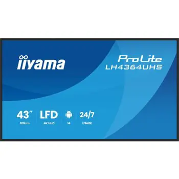 IIYAMA 43" LH4364UHSB-B1AG 4K UHD (3840x2160) VA Signage 24/7, 500 cd/m2, 4000:1, 78238
