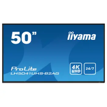 IIYAMA 50" LH5041UHS-B2AG 3840x2160, 4K UHD VA panel, 25% Haze, Landscape and Portrait mode, Speakers 2x 10W , VGA, 3x HDMI, 500cd/m2, Media Play USB Port, Control LAN / RS232C, VESA 400x400, 69254