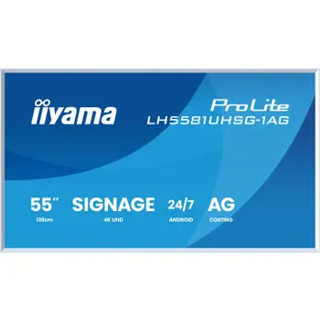 IIYAMA 55" LH5581UHSG-1AG 4K UHD (3840x2160) VA Signage 24/7, 500 cd/m2, 5000:1, white, matte, removable frame, 78242