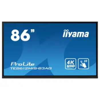 IIYAMA 86" TE8612MIS-B3AG,iiWare10 , Android 11, 8/64GB, 40-Points PureTouch IR with zero bonding, 3840x2160, UHD VA panel, Metal Housing, Fan-less, Speakers 2x 16W front, VGA, HDMI 3x HDMI-out, U, 69