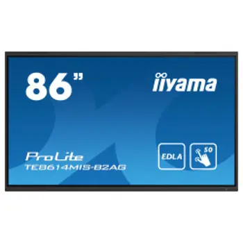 IIYAMA 86" TE8614MIS-B2AG, iiWare12E (EDLA - Google - GMS apps) , Android 13, 50-Points PureTouch IR+ with zero bonding, 3840x2160, UHD VA panel, Multi-Screen Display supported, Metal Housing, Fan-les