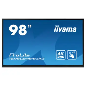 IIYAMA 98" TE9812MIS-B3AG iiWare10 , Android 11, 8/64GB, 40-Points PureTouch IR with zero bonding, 3840x2160, UHD IPS panel, Metal Housing, Fan-less, Speakers 2x 16W front, VGA, HDMI 3x HDMI-out, , 69