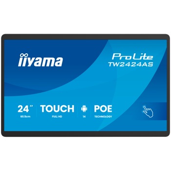IIYAMA DS Monitor TW2424AS-B3P 24" Full HD In-cell PCAP 10pt interactive Touch Panel PC with Android OS, IPS panel technology, anti glare coating, PoE Technology and iiSignage, TW2424AS-B3P